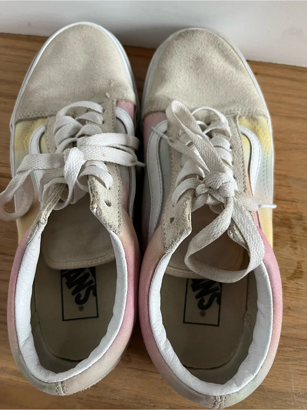 Vans Pastel Pink Yellow Cream Suede-Accent Women’s Sneakers - Picture 5 of 6